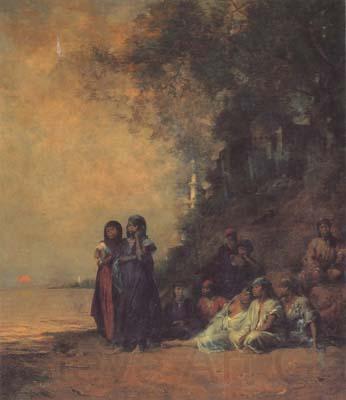 Eugene Fromentin Eqyptian Women on the Edge of the Nile (san12) Norge oil painting art